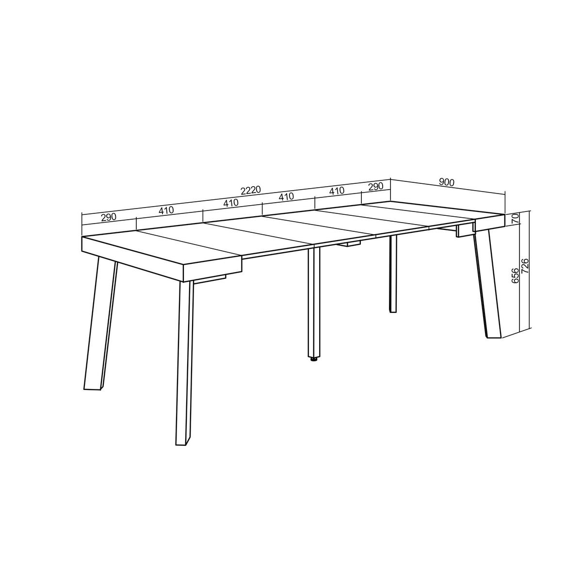KONSOLENTISCH ausziehbar 58 bis 222cm, für 10 Gäste, eiche, 90/58/73cm - Eichefarben, Holzwerkstoff (90/222/73cm) - Skraut Home