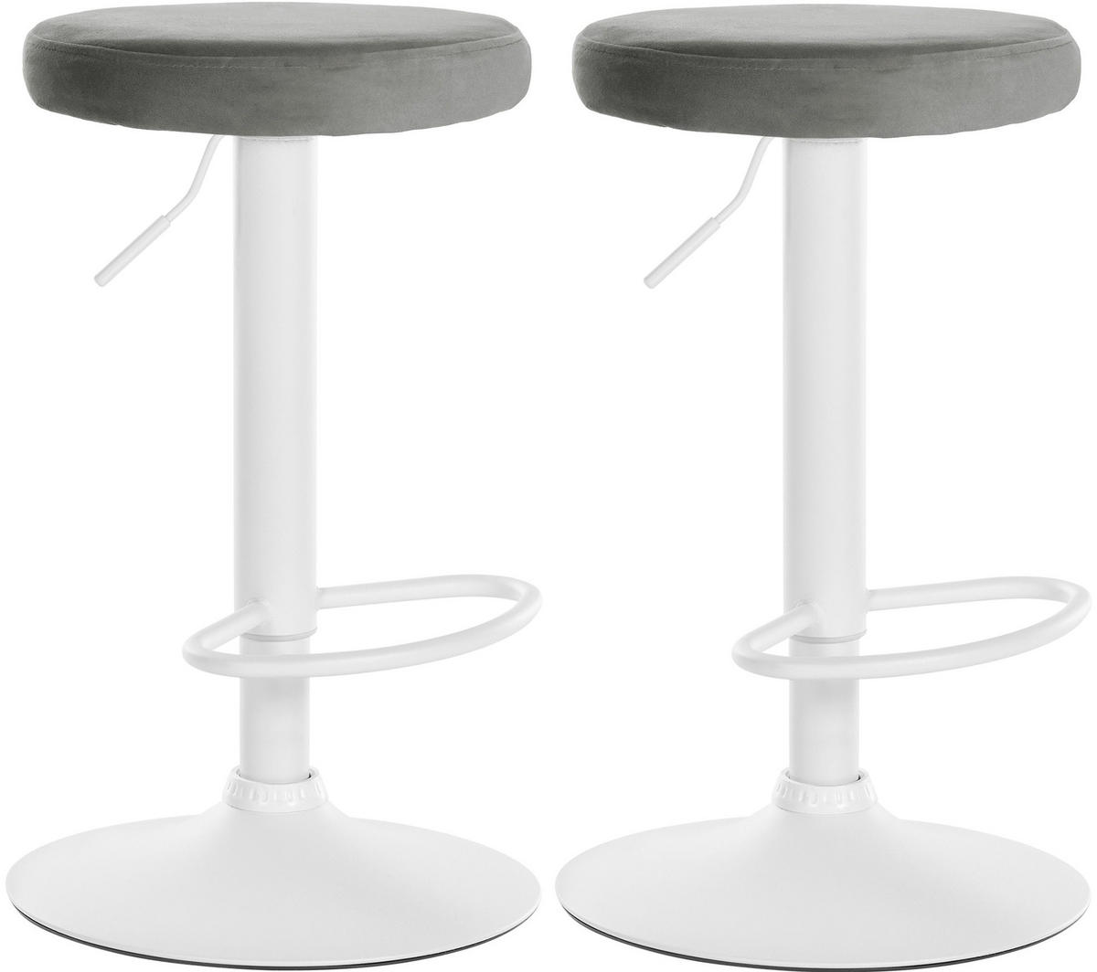 BARHOCKER 2er Set Samt grau - Grau, Textil/Metall (38.5/60/38.5cm) - CLP