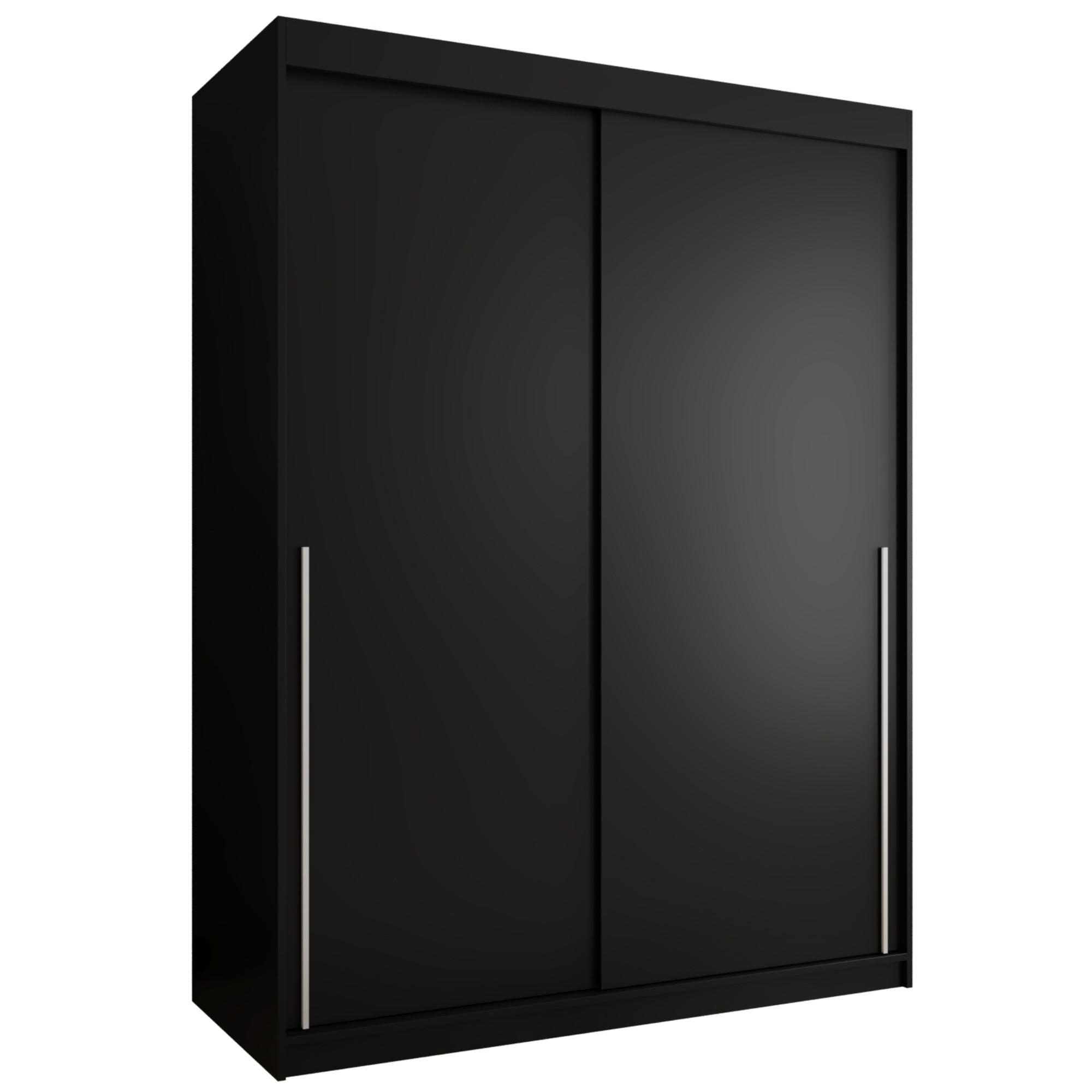 SCHIEBETÜRENSCHRANK 150 cm Breite, schwarz mit silbernem Griff - Silberfarben/Schwarz, Holzwerkstoff (150/200/62cm) - Home Collective