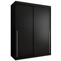 SCHIEBETÜRENSCHRANK 150 cm Breite, schwarz mit silbernem Griff - Silberfarben/Schwarz, Holzwerkstoff (150/200/62cm) - Home Collective