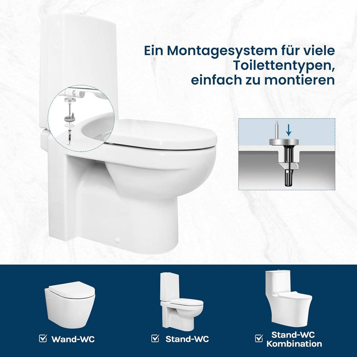 TOILETTENDECKEL WC Sitz mit Absenkautomatik, D-Form - Weiß, Kunststoff (36/2.51/44cm) - Woltu