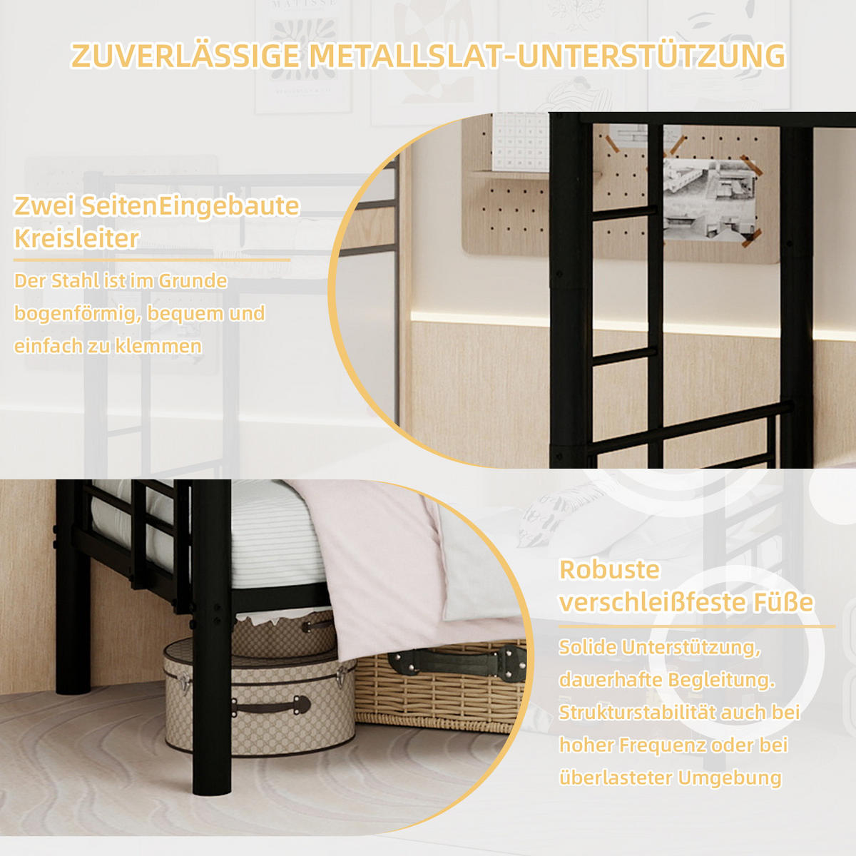 ETAGENBETT 90/190 mit Trennfunktion, Leiter und Geländern in Schwarz - Schwarz, Holzwerkstoff (90/190cm) - EVRYAE