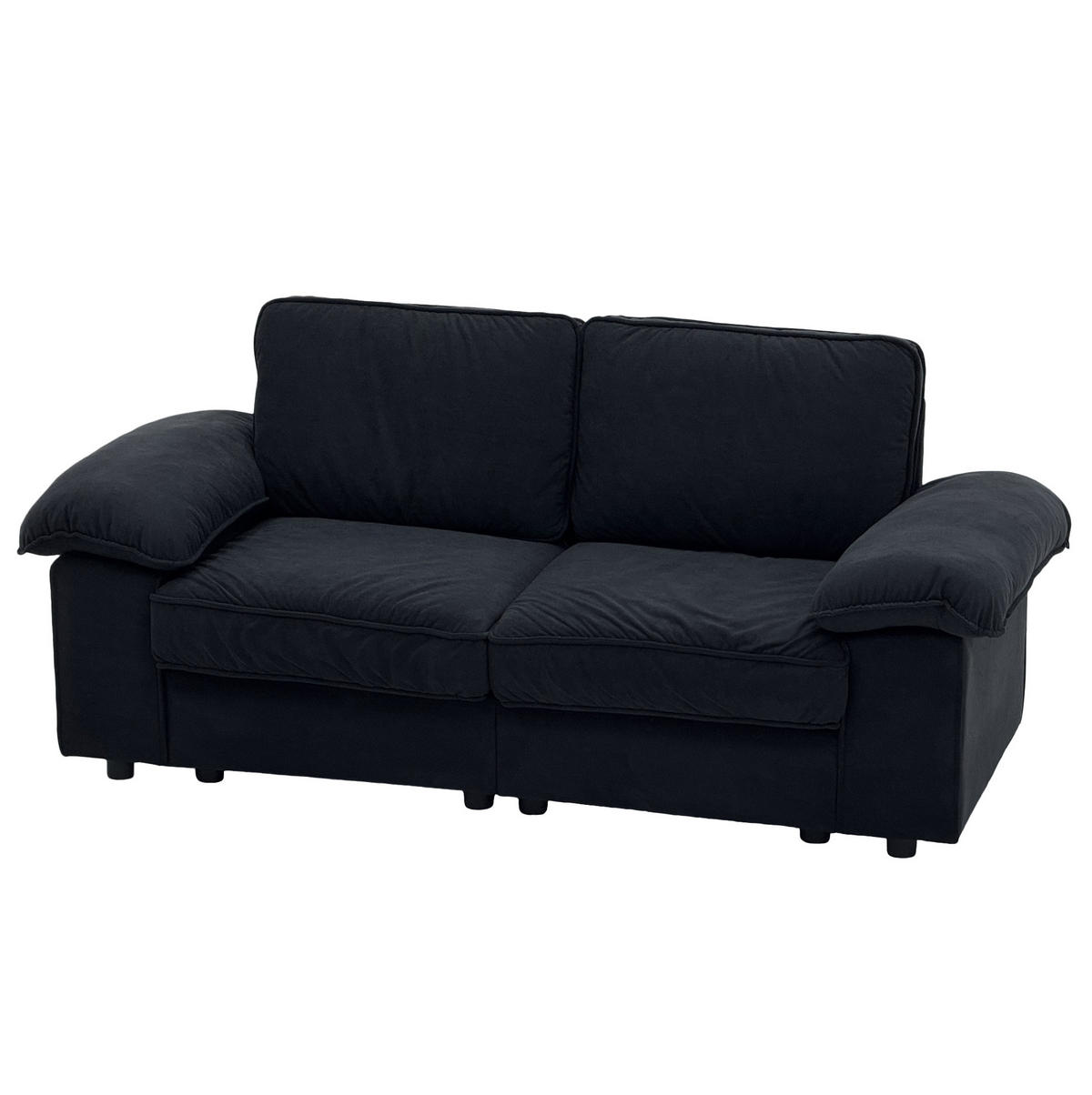 2-SITZER Sofa mit Stauraum Stoffbezug und Holzrahmen 201/91/89 cm Schwarz - Schwarz, Textil (91/89/201cm) - Redom