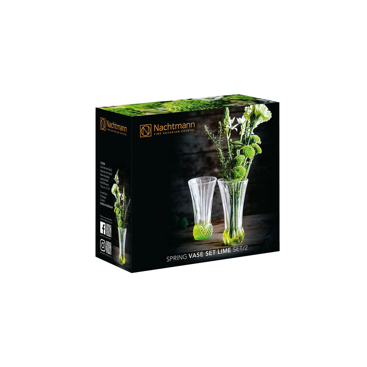 GLASVASE Set Spring Lime 2-tlg., Kristallglas - Transparent, Glas (2.84/5.35/2.8cm) - Nachtmann