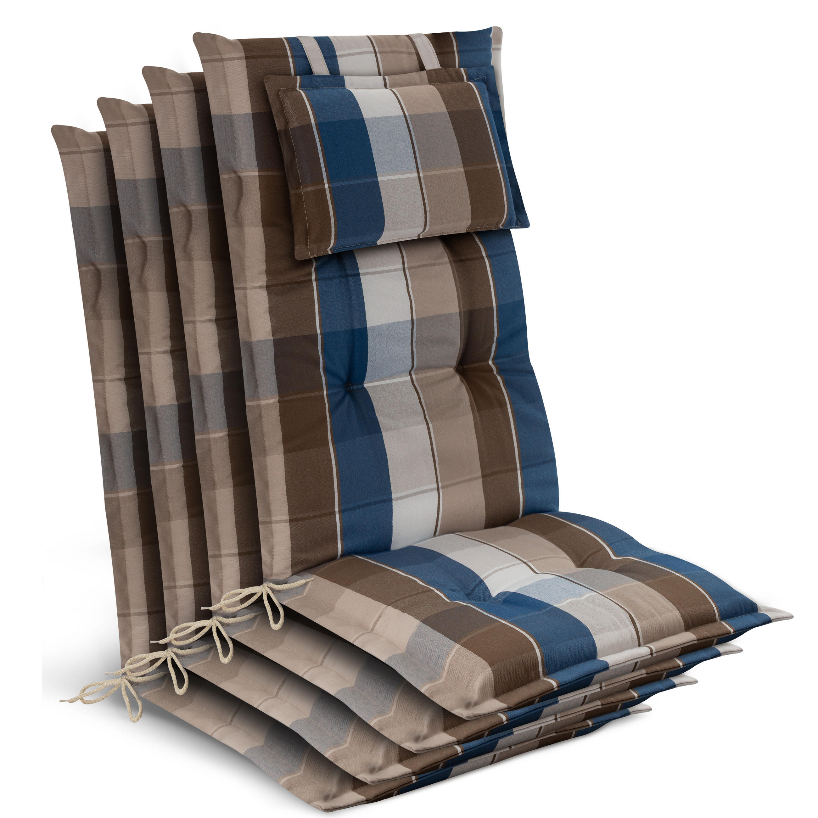 HOCHLEHNER Highlux HL 120x52x7cm Braun-Blau-Kariert (4tlg) - Braun, Textil (52/120cm) - Beautissu 