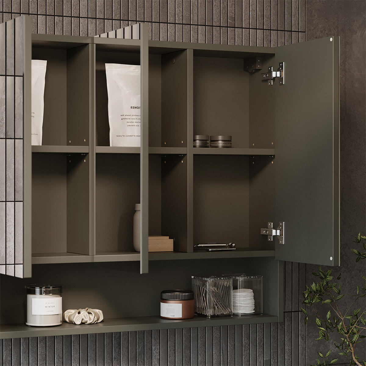 SPIEGELSCHRANK Willow Artisan 80 x 70 cm - Anthrazit/Hellgrau, Holzwerkstoff (80/70/17cm) - Vicco