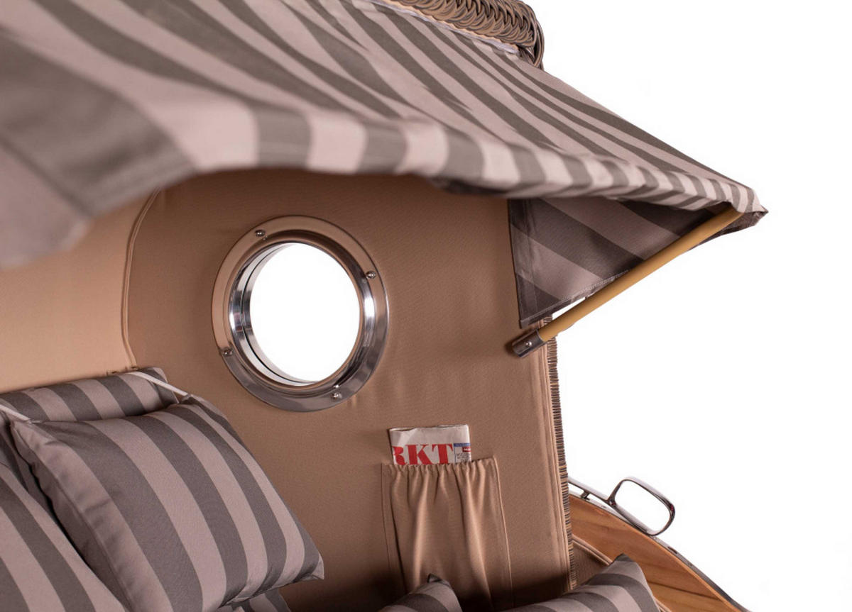 STRANDKORB XXL Düne Grande Teak PE Grey - Braun/Grau, Metall (170/170/95cm) - Mr. Deko