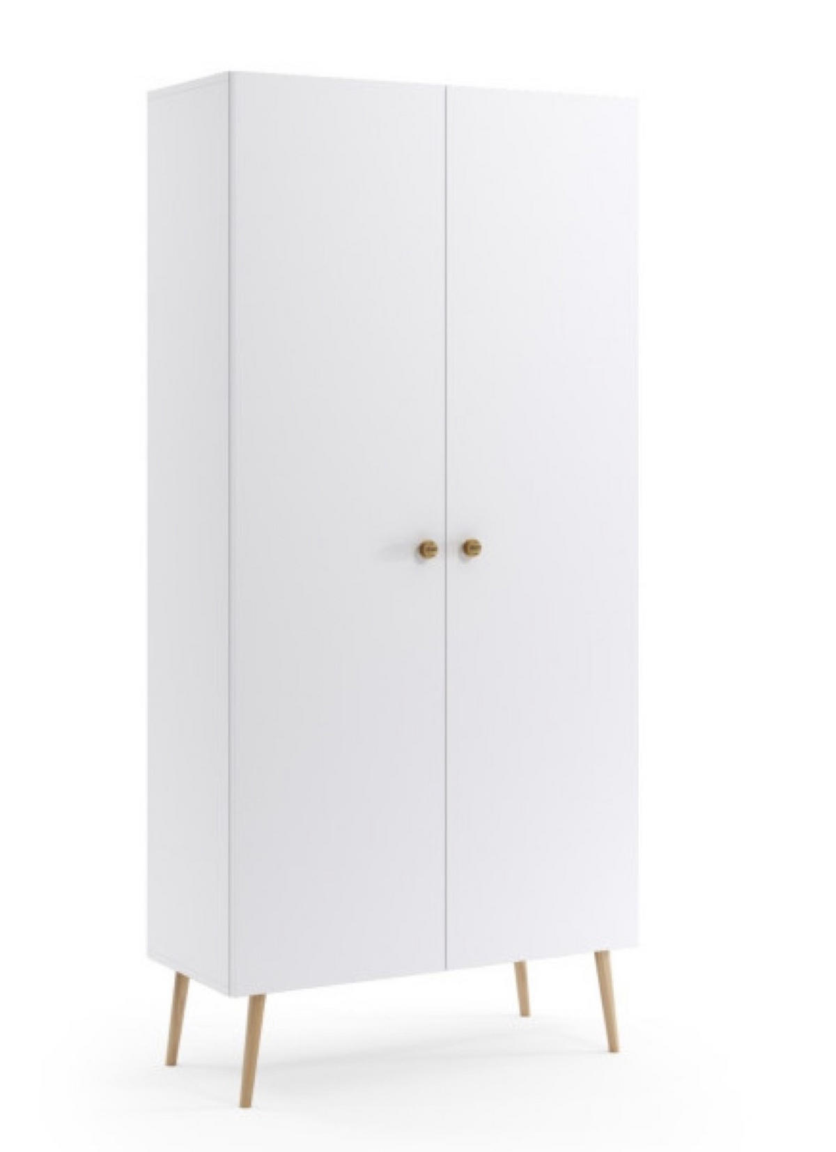 SCHRANK Weiß Boho Tiefe Holzbeine 5 Regale Mit Regalen - Weiß, Holzwerkstoff (87/212/41cm) - Sepro Meble