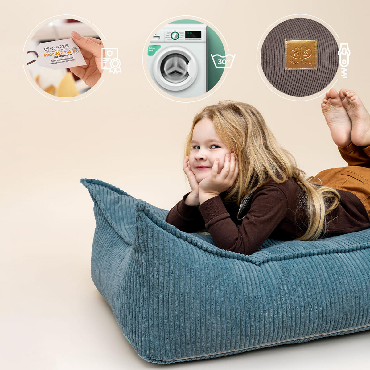 SITZPOUF für Kinder, Rund, Aesthetic, Braun - Braun, Textil (65/20/65cm) - MeowBaby