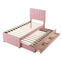 POLSTERBETT 90/200 cm Rosa aus Leinen mit Rollbett und Schubladen - Pink, Textil (90/200cm) - OKMYHOME