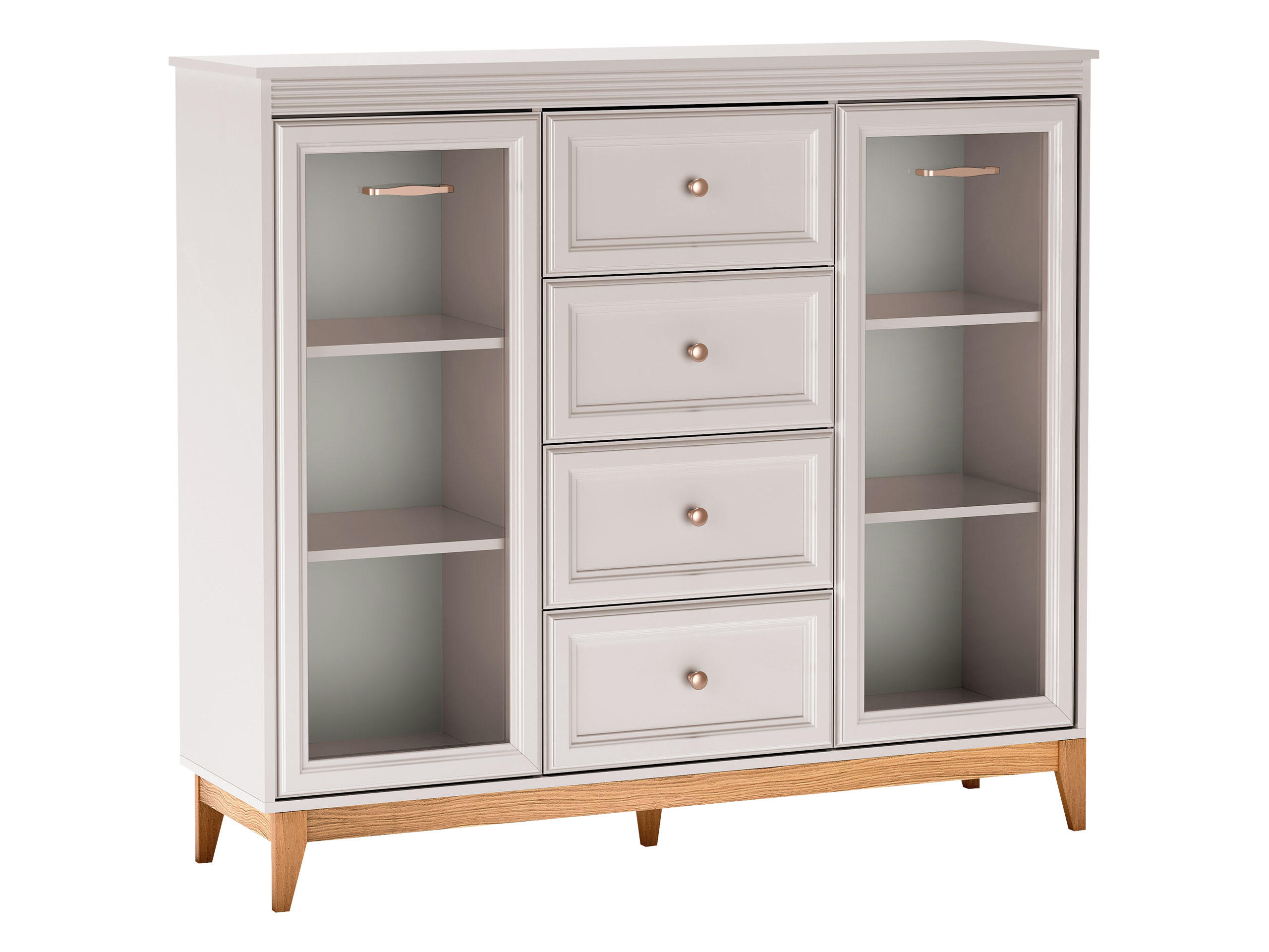 KOMMODE Windsor W-07 - Kaschmir/Eichefarben, Holz/Holzwerkstoff (142/126/41cm) - MIRJAN24