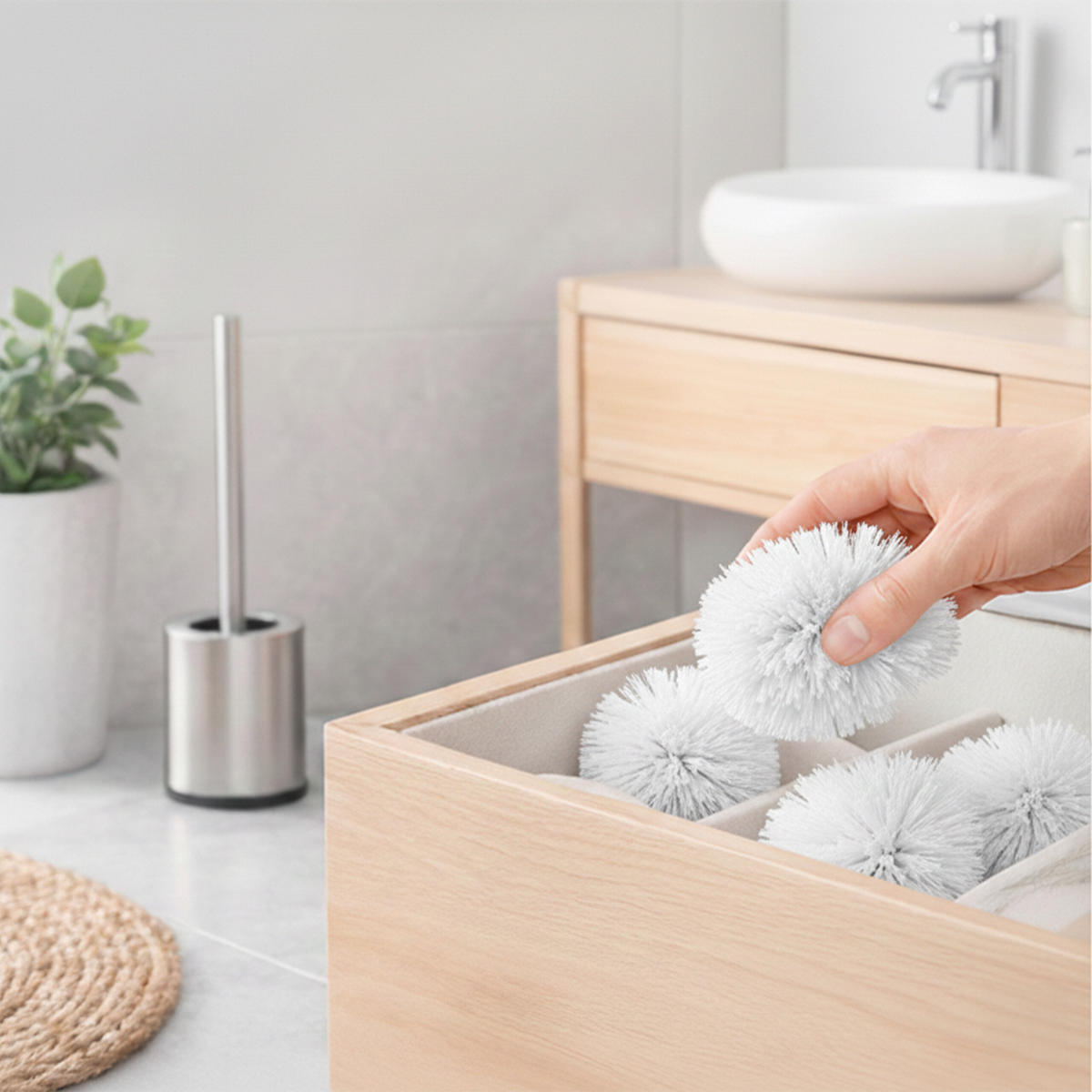 6-DIELNA WC sada - biela, kov/plast (8/35.5/8cm) - Relaxdays