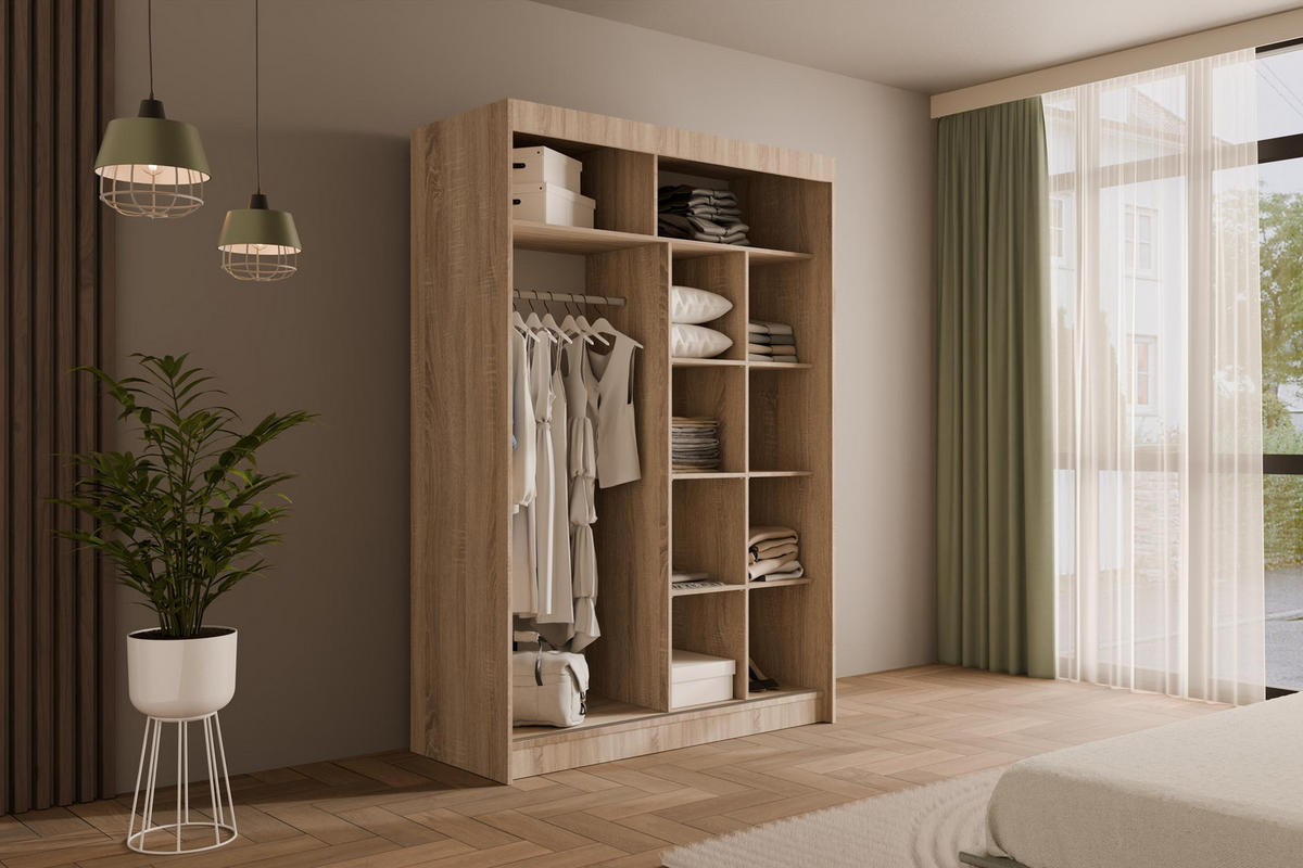 KLEIDERSCHRANK AMOHA - 150 cm - Sonoma Eiche - Sonoma Eiche, Holzwerkstoff (150/215/61cm) - ALTDECOR