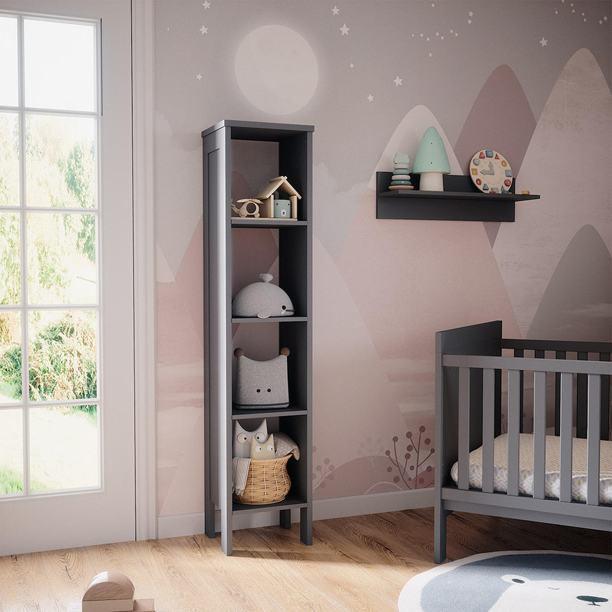 KINDERREGAL Ajaton Grau 35.2 x 159.5 cm - Grau, Holzwerkstoff (35.2/159.5/30.6cm) - VitaliSpa