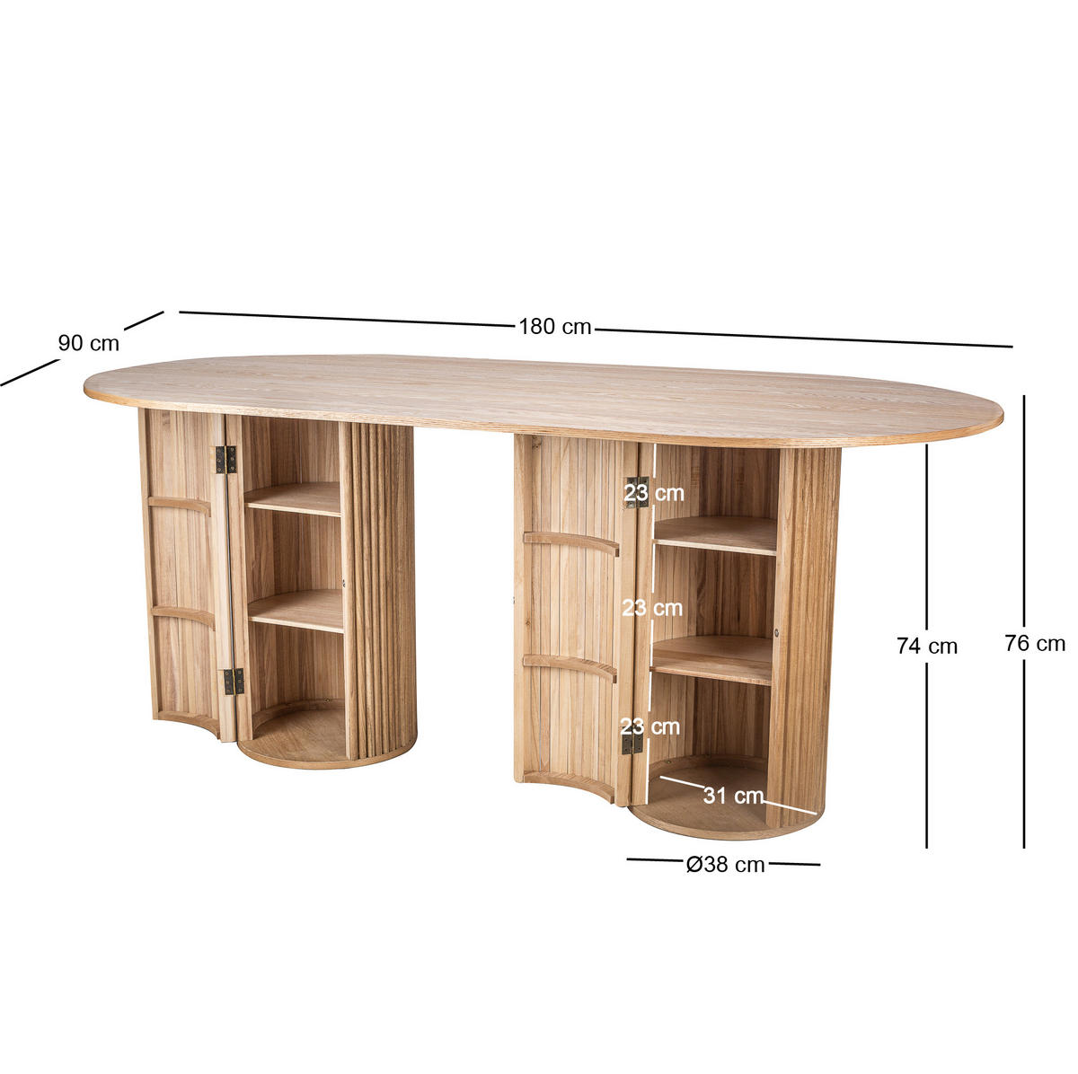 ESSTISCH Rund Braun 180 x 90 x 75 (cm) - Braun, Holz (90/180/75cm) - Nordlys