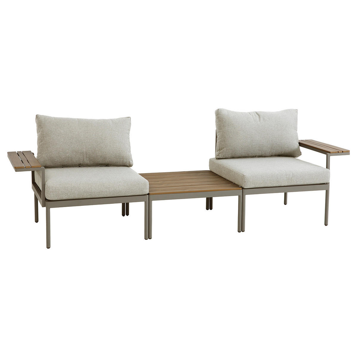 MODULARES LOUNGESET - 3-teilig - Stahl / Olefin - Beige, Kunststoff/Textil - home24