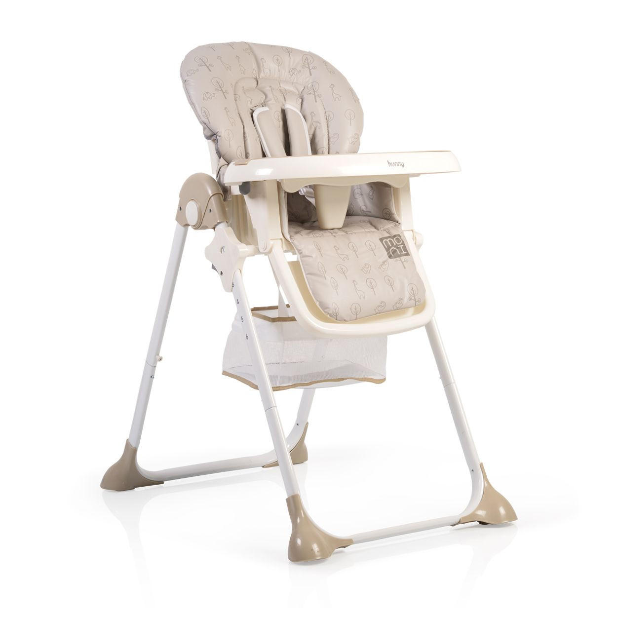 HOCHSTUHL Hunny beige klappbar, 5-Punkt-Sicherheitsgurt zweiteiliger Tisch, Ablagekorb - Beige, Metall (54/106/84cm) - Moni