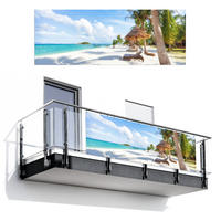 BALKON-SICHTSCHUTZ Strand - Meer - Palmen 300x110 cm - Hellblau, Kunststoff (300/110cm) - MuchoWow