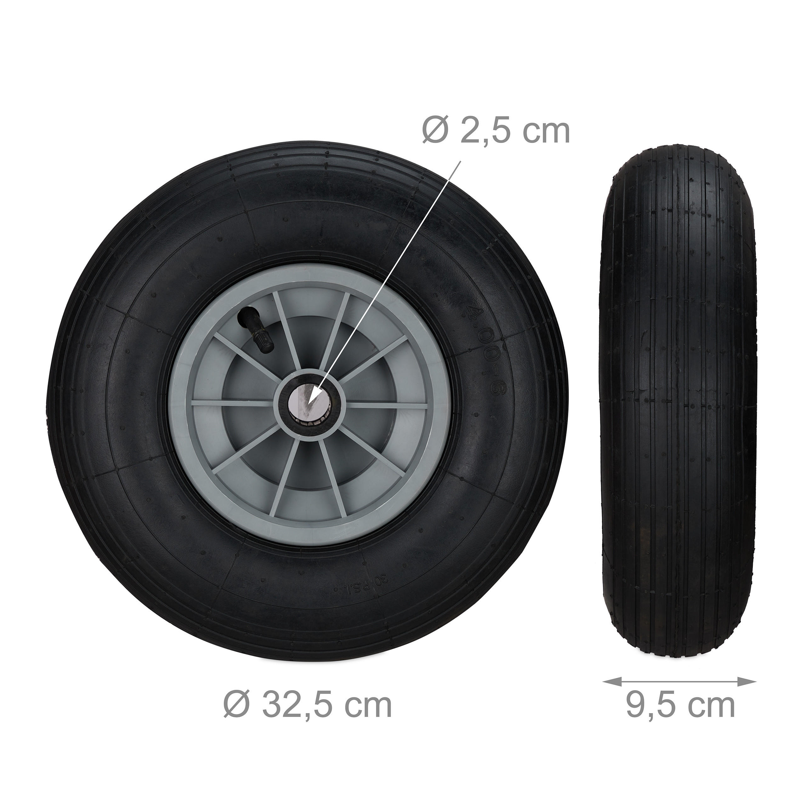 Thumbnail - Relaxdays Schubkarrenrad, Mehrfarbig, Kunststoff, Metall, 32.5x32.5x9.5 cm, Gartenzubehör, Gartenpflege