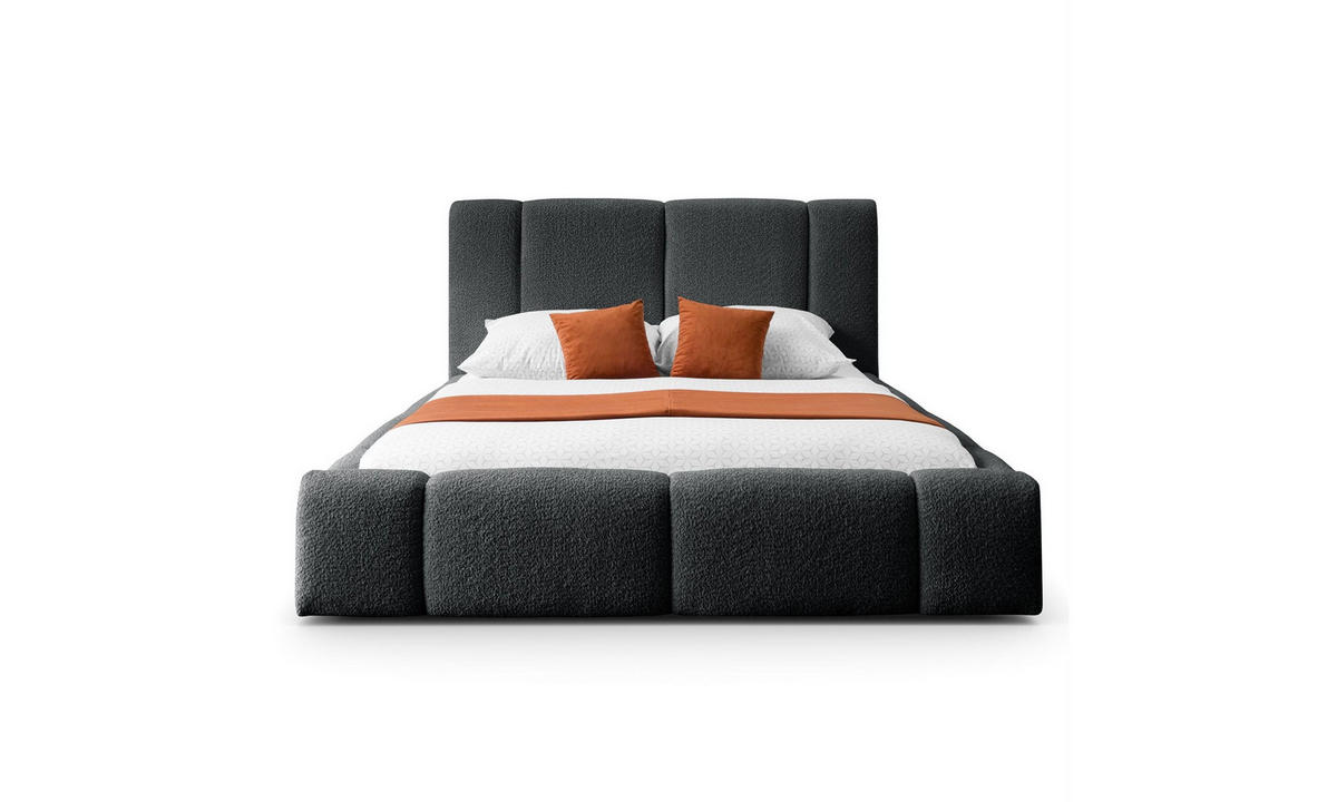POLSTERBETT ELENA 140x200 cm Schwarz (Anthology 19), 34 Holzlatten, Kopfteil 108 cm - Schwarz, Textil (140/200cm) - Lookway