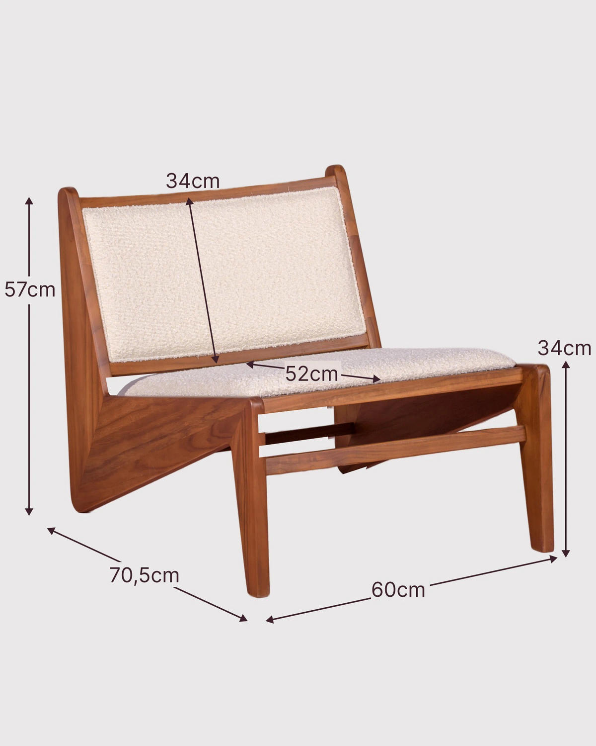 SESSEL Boucle Weiß - Weiß, Holz (60/57/71cm) - Nest Dream