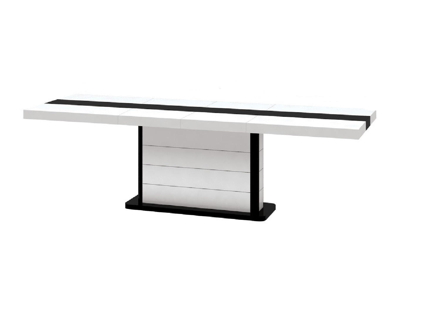 ESSTISCH rechteckig Hochglanz Schwarz, Weiß ausziehbar - Schwarz Hochglanz/Weiß Hochglanz, Holzwerkstoff (89/160/75cm) - designimpex