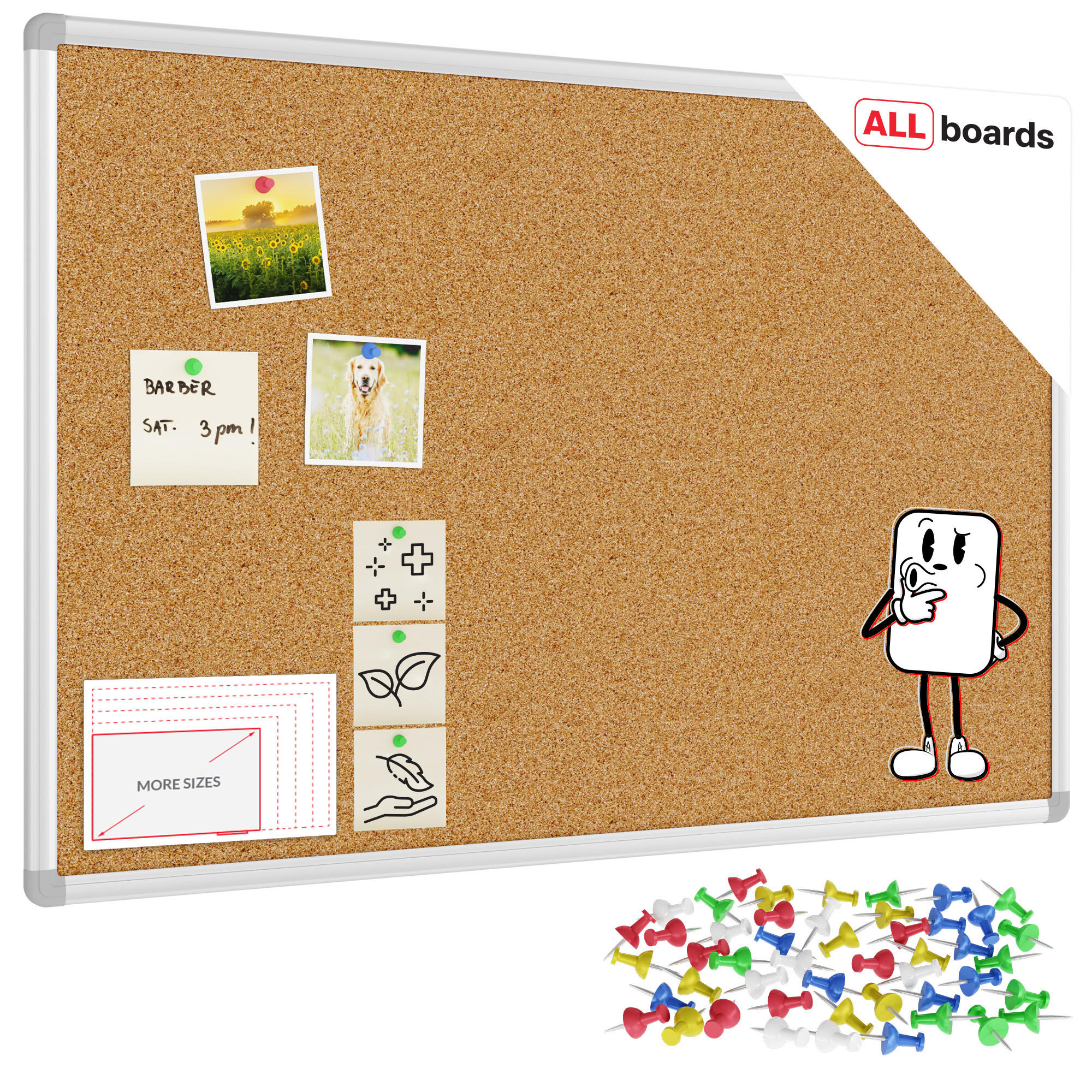 ALLboards Pinnwand Braun 90x60x1.6 cm