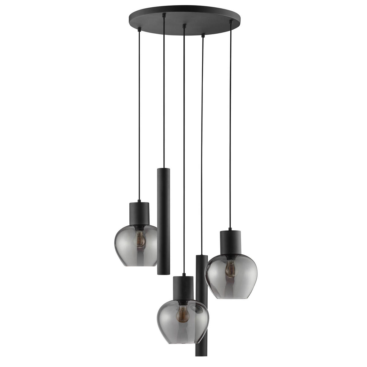LED DECKENLEUCHTE Ligari Schwarz/Rauchglas 68/68/150 cm - Multicolor, Kunststoff (68/68/150cm) - Brilliant