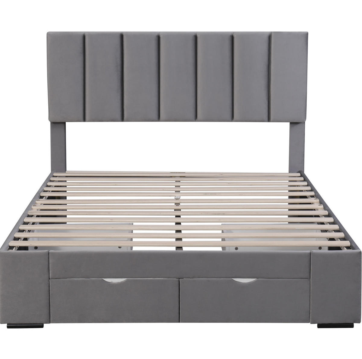 POLSTERBETT mit 4 Schubladen 140x200 cm Samt Grau - Grau, Holzwerkstoff (140/200cm) - Beauniv