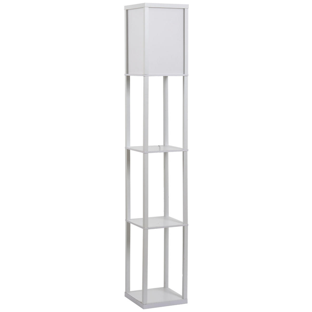 STEHLEUCHTE Beleuchtung mit 3 Regalen E27 bis 40W E1-MDF Weiß - Weiß, Textil (26/26/160cm) - HOMCOM