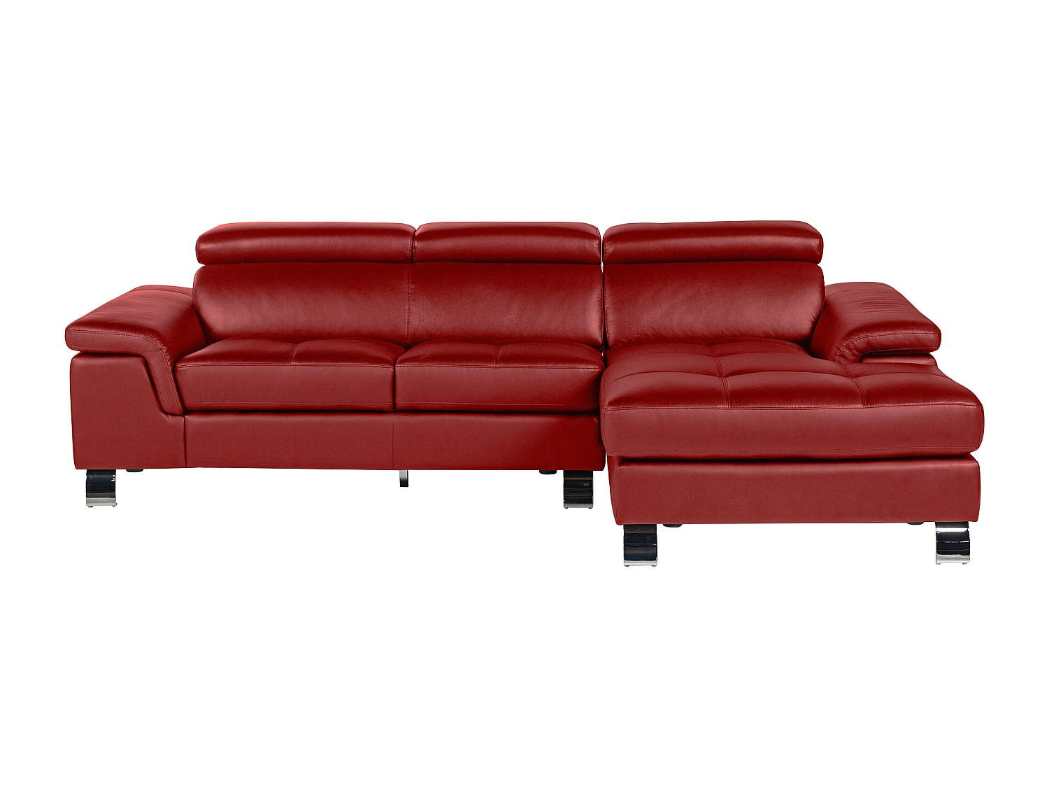 SOFA - 4 Personen - leder - rot Mishima - Rot, Leder (260/79/167cm) - Vente-Unique