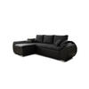 ECKSCHLAFSOFA ALEX – Schwarz (Lawa 06 + Soft 11) + Hocker - Links - Schwarz, Holzwerkstoff/Metall (275/155cm) - Möblo
