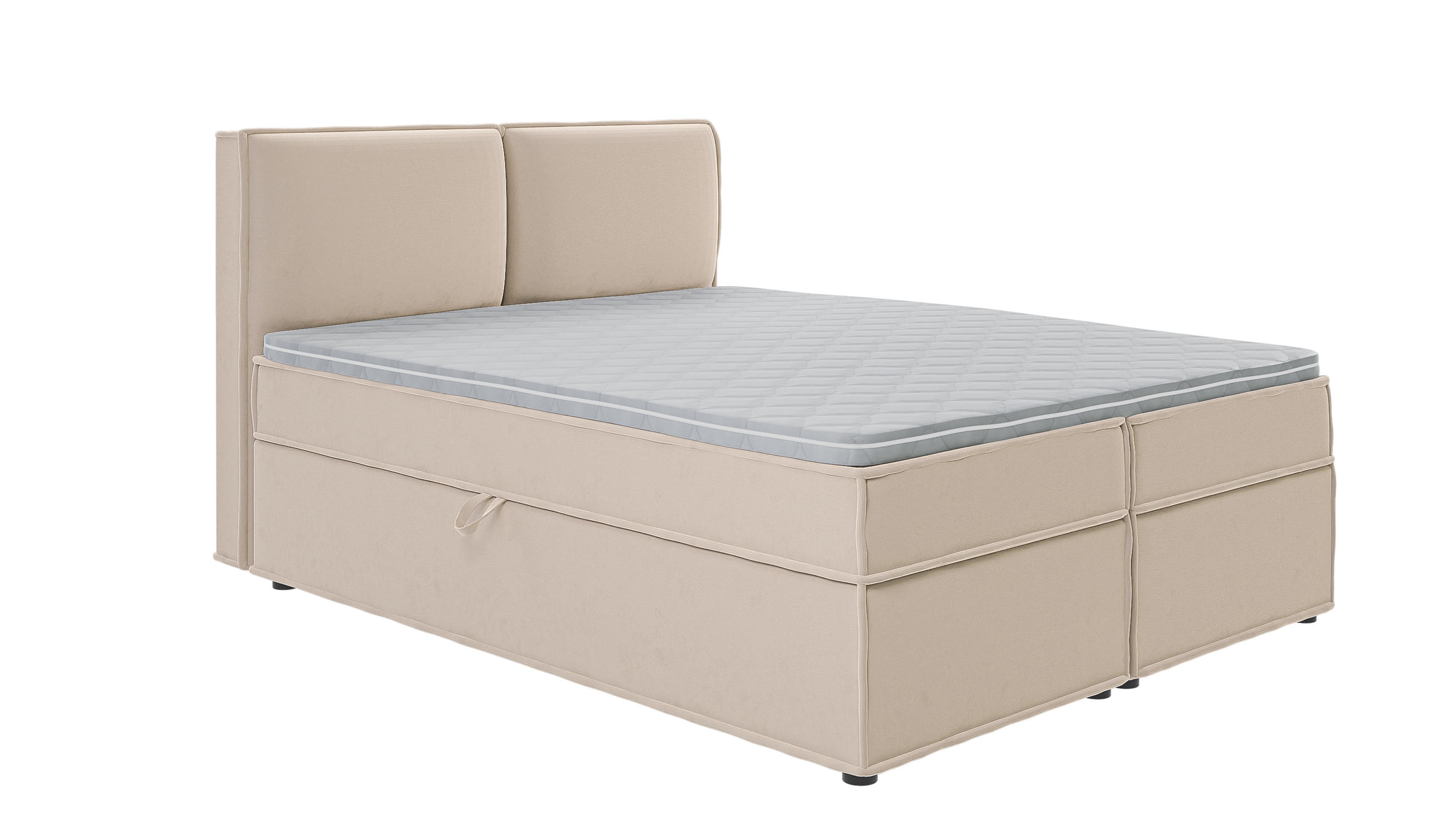 BOXBETT Eclipse 160/200 cm Beige Luxusmicrofaser - Beige/Schwarz, Holz/Kunststoff (160/200cm) - S-Style Möbel