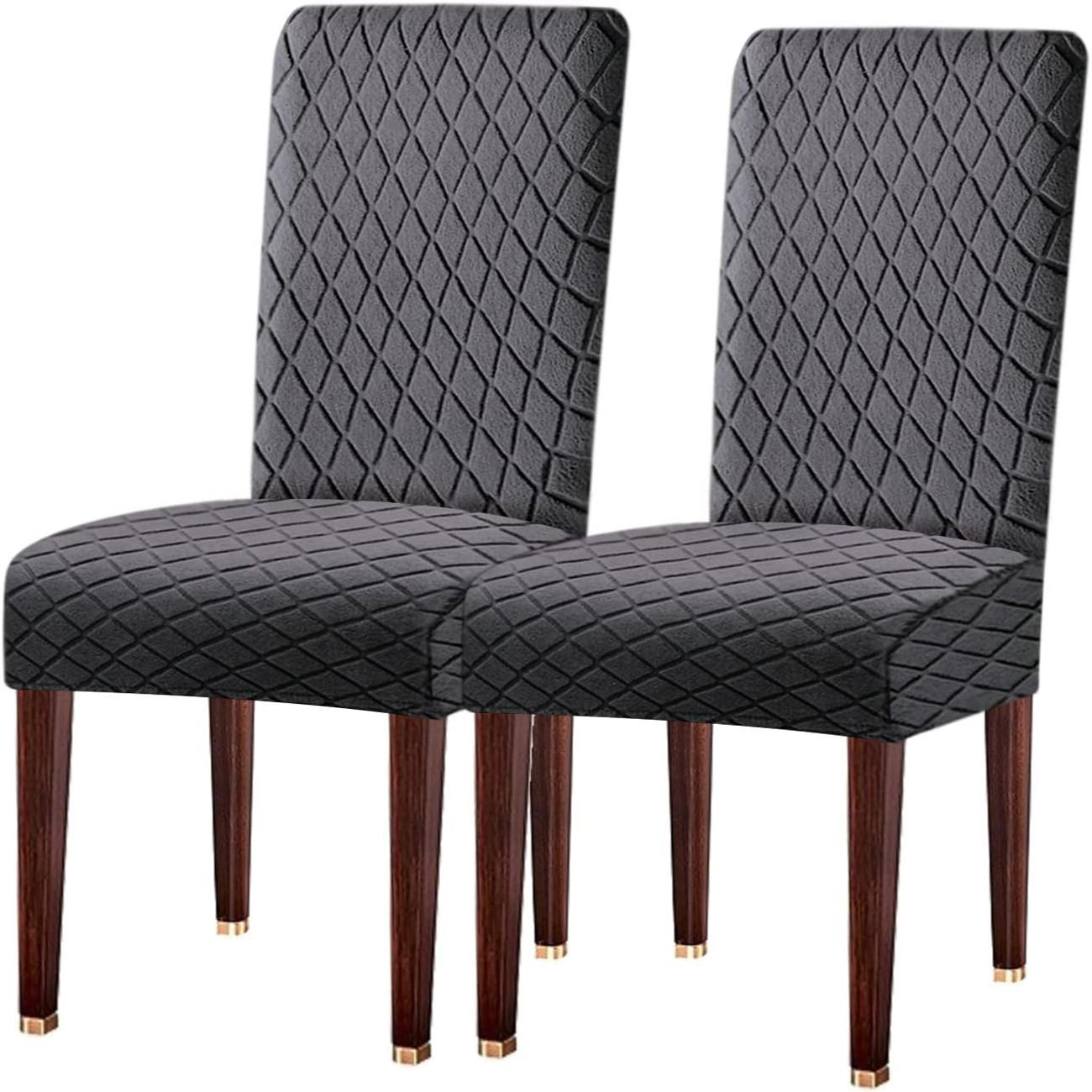 STUHLHUSSE Premium Wasserdicht Stretch Stuhlbezug Dunkelgrau 2 Stück - Dunkelgrau, Textil (45/45cm) - Kaket