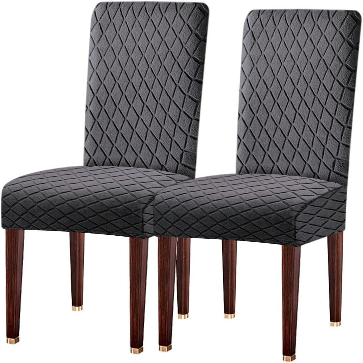 STUHLHUSSE Premium Wasserdicht Stretch Stuhlbezug Dunkelgrau 2 Stück - Dunkelgrau, Textil (45/45cm) - Kaket