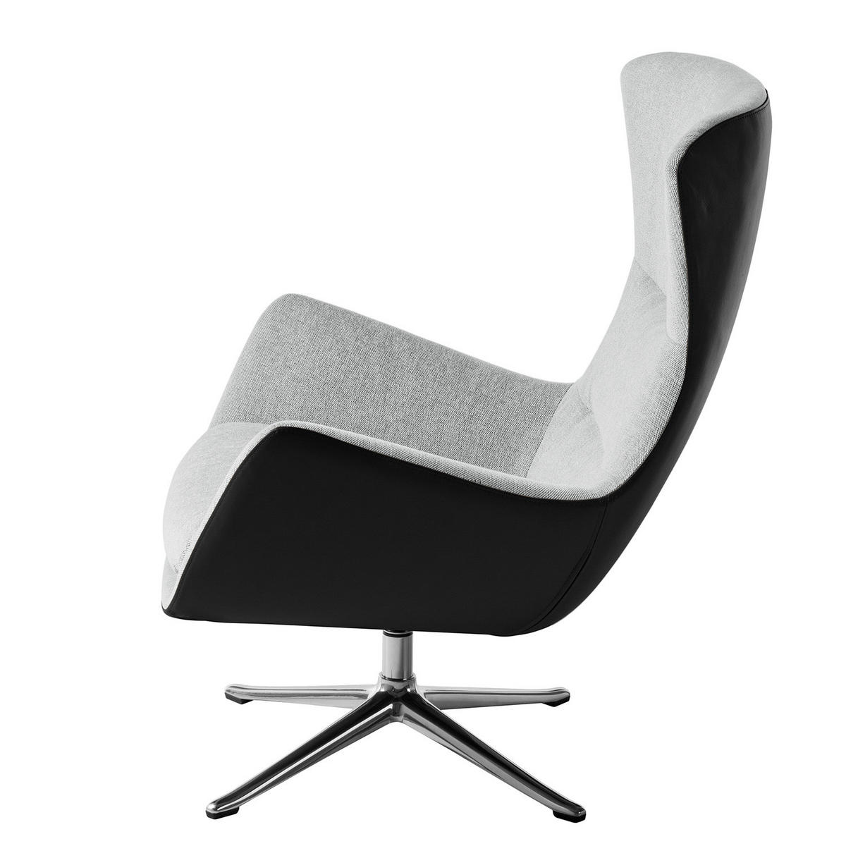 SESSEL mit Kreuzfuß - Chromfarben/Hellgrau, Textil/Metall (84/99/96cm) - home24