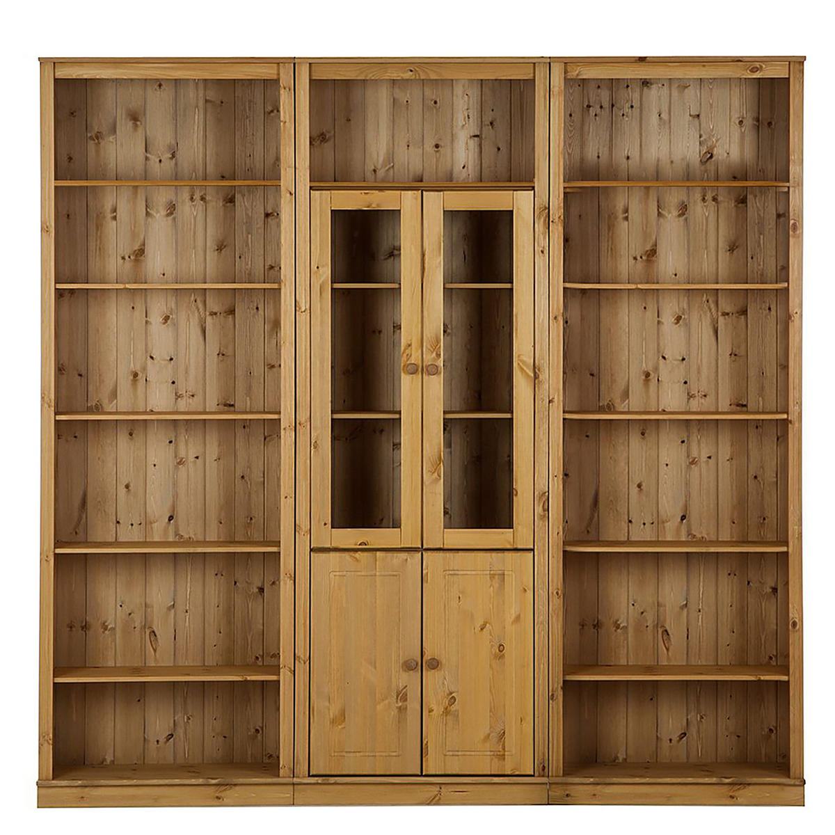 BÜCHERWAND - Kiefer massiv, Typ D - Kieferfarben, Holz (222/223/37cm) - home24