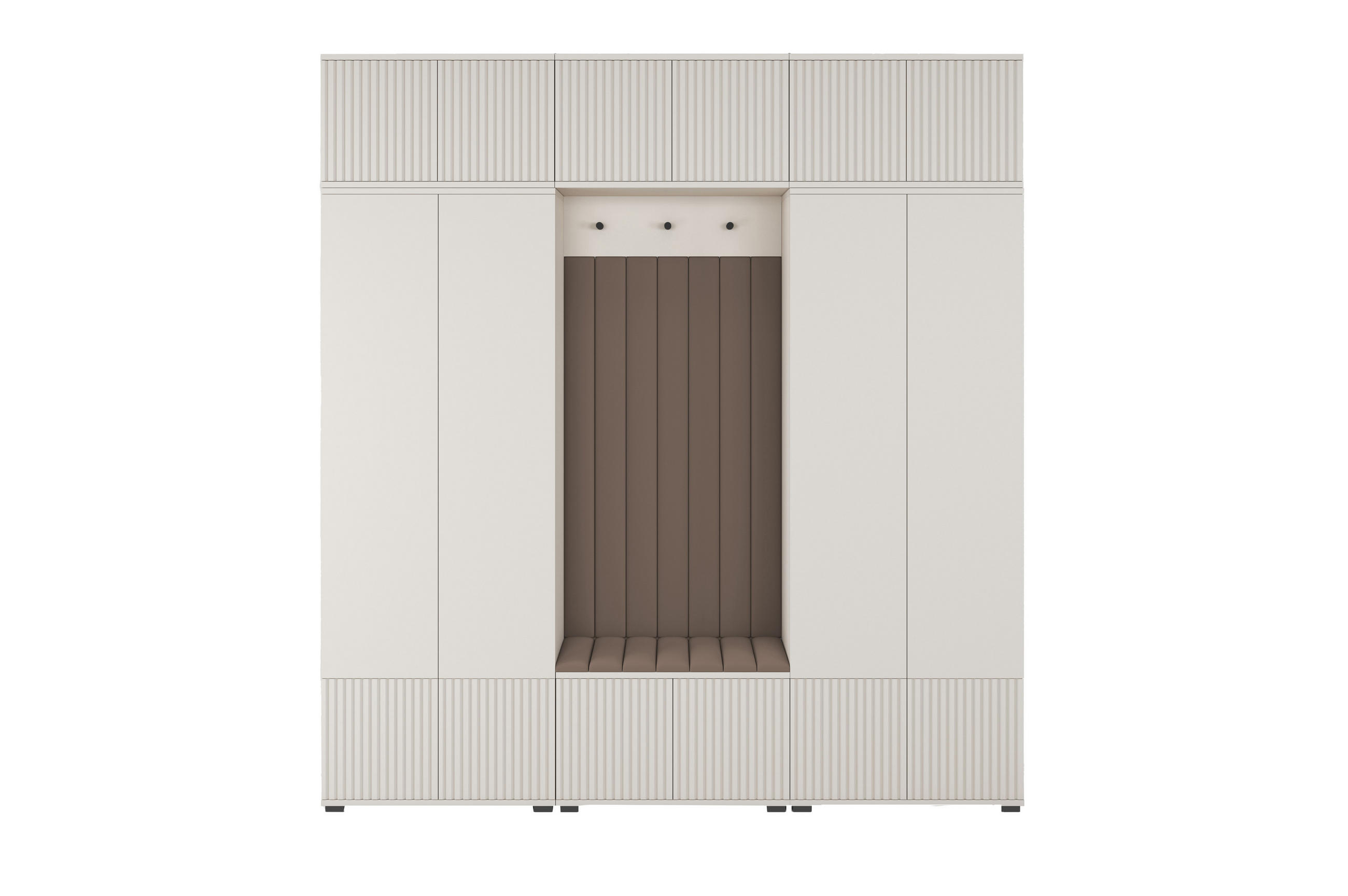 GARDEROBE Ritmo version 3 mit POLSTERPANEELEN BRAUN - Beige/Braun, Holzwerkstoff (210/225/41cm) - Jerpax