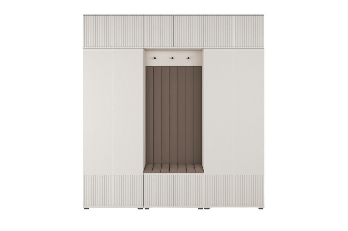 GARDEROBE Ritmo version 3 mit POLSTERPANEELEN BRAUN - Beige/Braun, Holzwerkstoff (210/225/41cm) - Jerpax