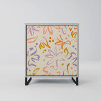 SIDEBOARD SPRING WHIMSY, Grau, 57,5x42x67,5 cm, Schwarze Metall-Rahmenfüße - Multicolor/Schwarz, Holzwerkstoff/Metall (57.5/67.5/42cm) - SpaceRebels