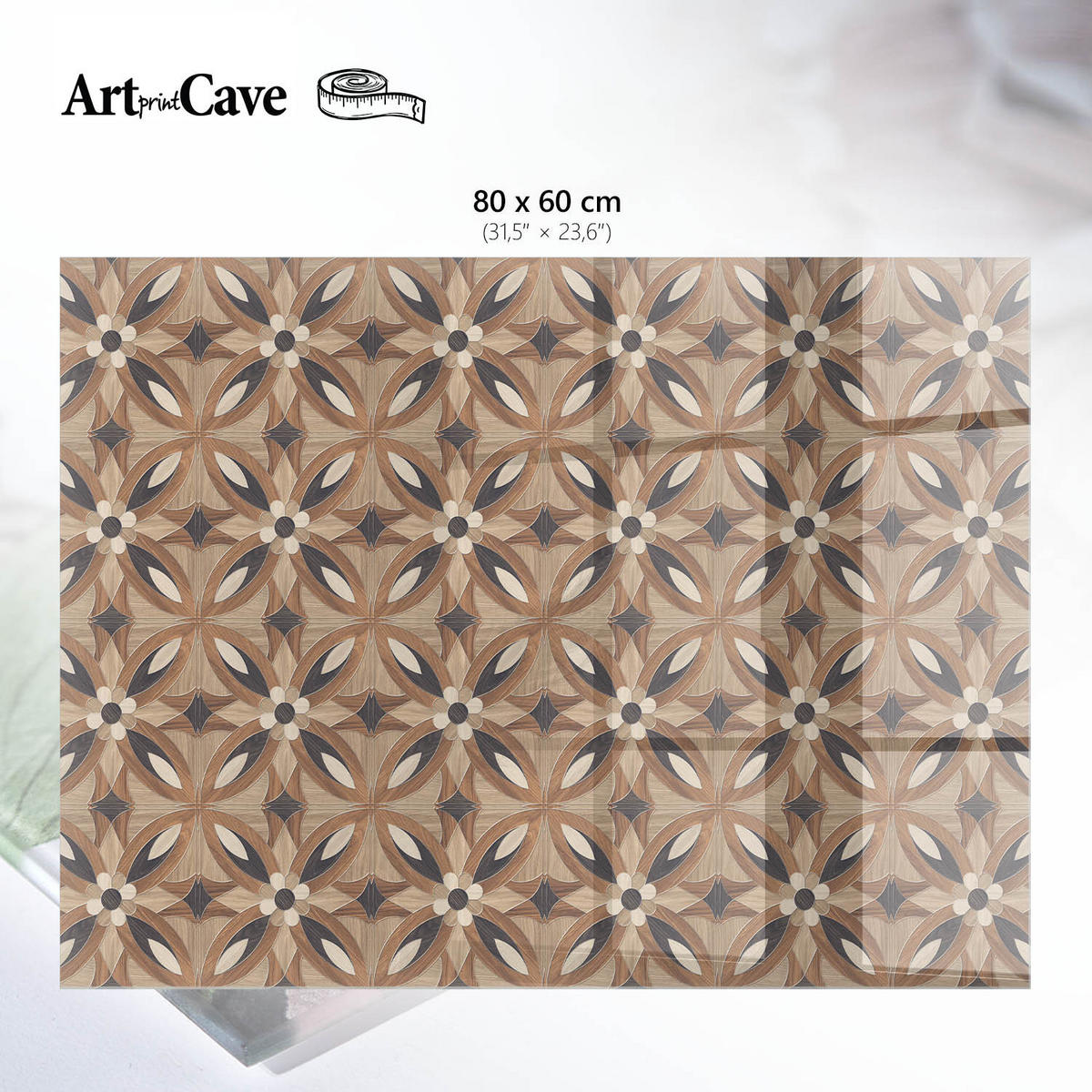 GLASPLATTE 80x60 cm – Geometrisches Mosaik - Grau, Glas (0.4/80/60cm) - ArtPrintCave