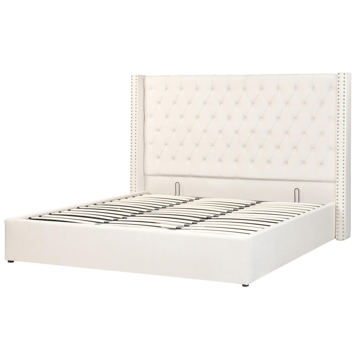 POLSTERBETT 180/200cm Cremeweiß Lubbon - Creme, Textil (180/200cm) - Beliani