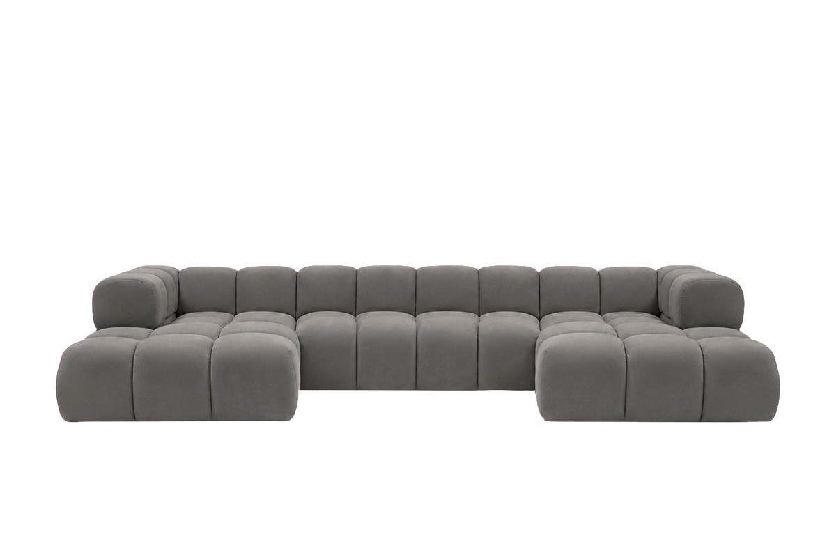 ROHOVÁ SEDAČKA ve tvaru U, velurová tkanina Bluvel, Popelavě šedá, Averro U XL - šedohnědá, dřevo (400/70/150cm) - Kaiser Möbel
