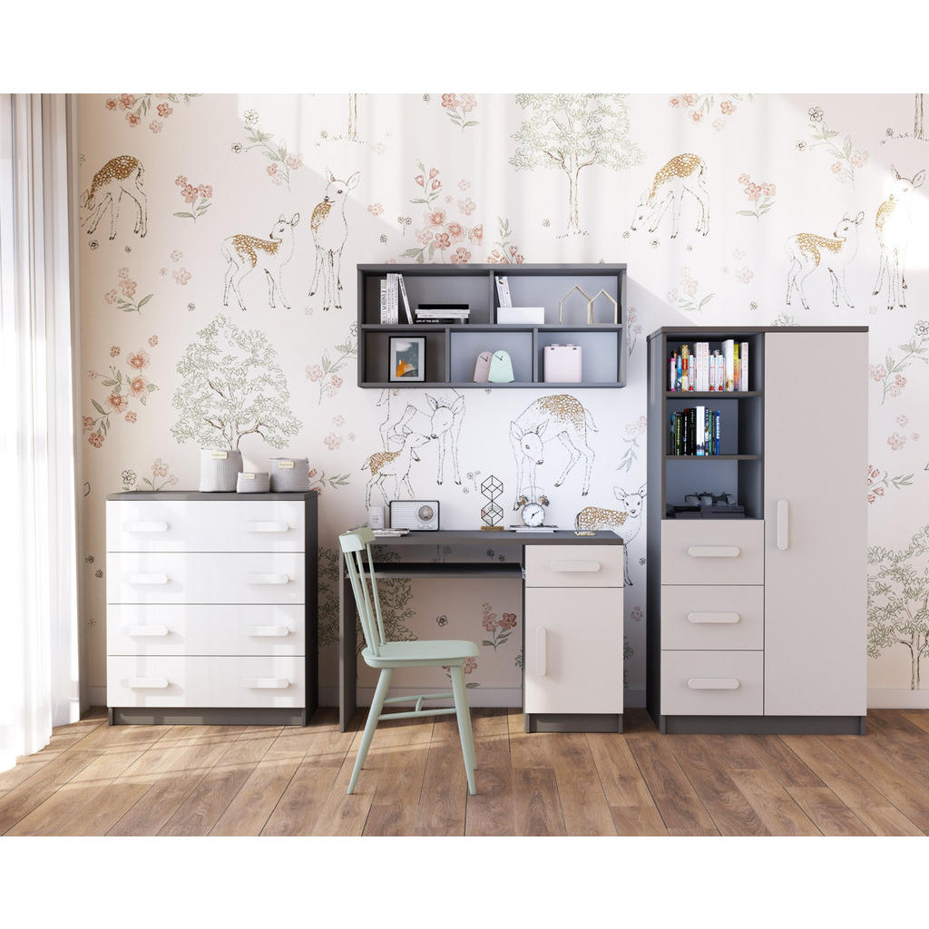 Thumbnail - Deine Möbel 24 Kinderkommode, Weiß, Grau, Blau, Holzwerkstoff, 80x90x40 cm, Babymöbel, Kinderkommoden