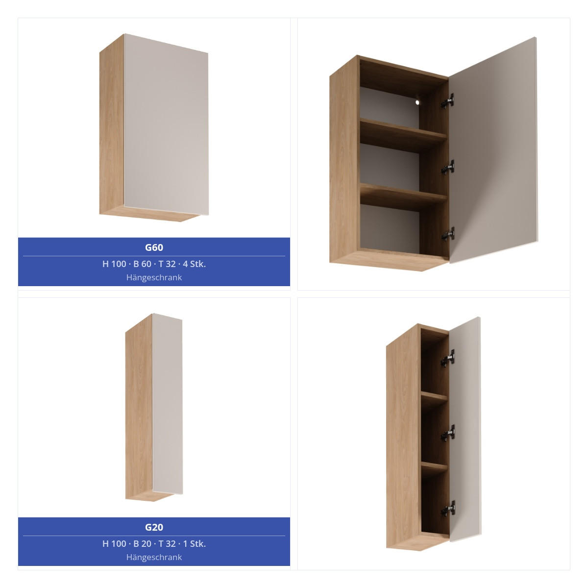 KÜCHENZEILE 320 x 160 cm - Sorento KS13-M320 - in Beige / Sonoma Eiche - Beige/Schwarz, Holz/Metall (480/247/58cm)