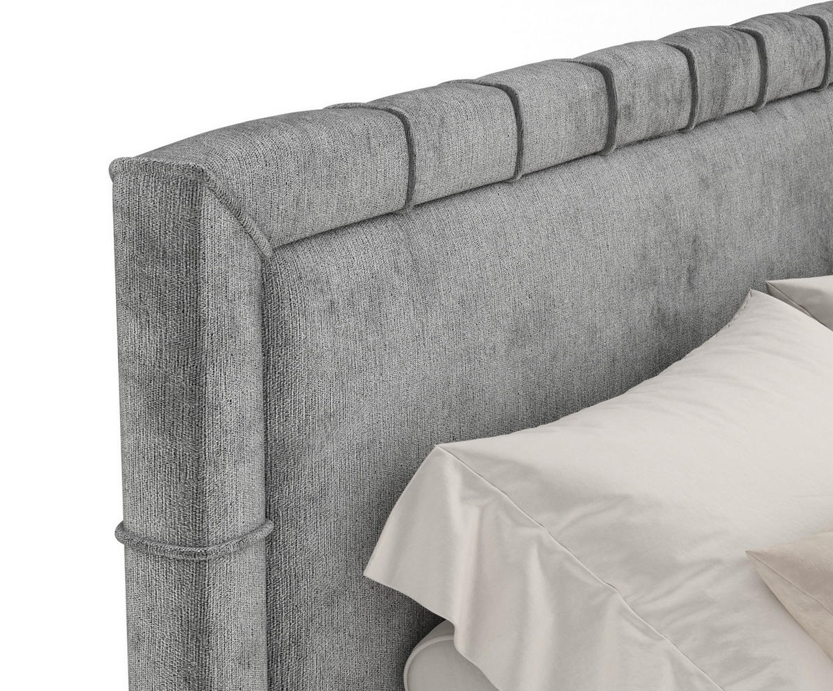 BOXSPRINGBETT Rimini Grau 140/200 cm mit Matratze und Topper - Schwarz/Grau, Holz/Holzwerkstoff (140/200cm) - Maison de Reve