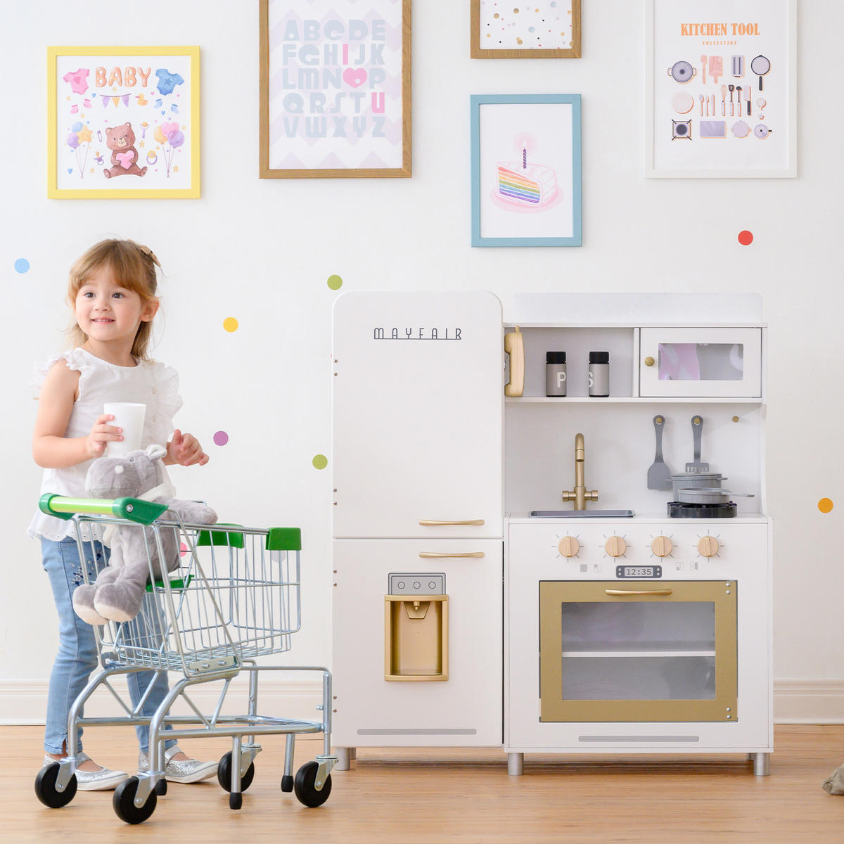 KINDERKÜCHE Spielküche, Weiß, 93cm - Weiß, Holzwerkstoff (85/31/93cm) - Teamson Kids
