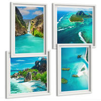 BILDER SET 4er Set - 50x50 cm & 40x60 cm Weißer Rahmen - Tropische türkisfarbene Inseln - Weiß, Kunststoff (50/50cm) - TULUP
