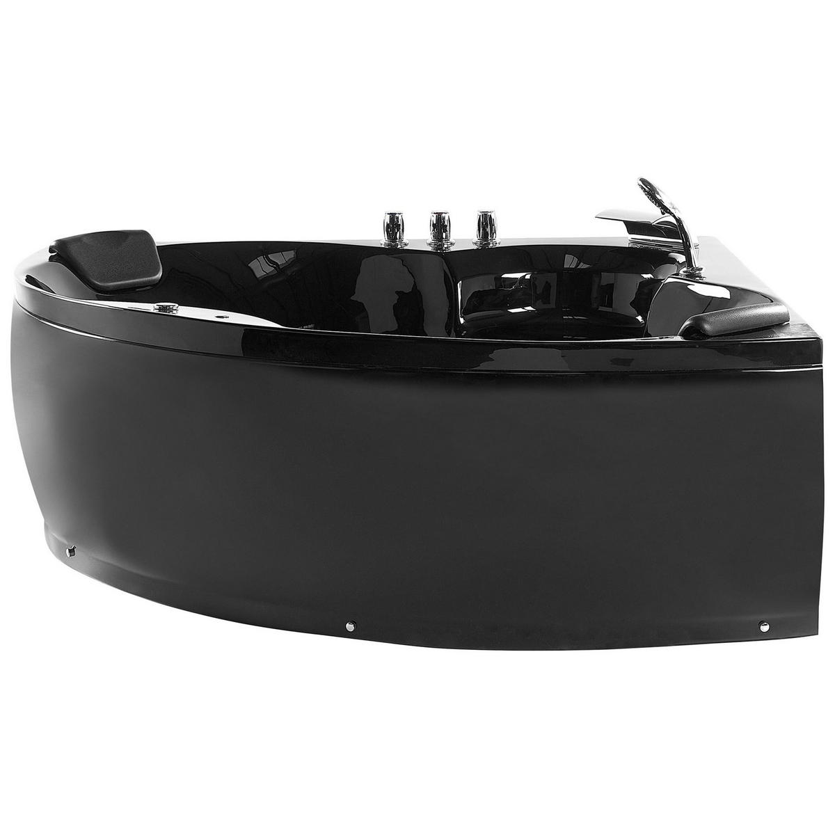 WHIRLPOOL-BADEWANNE mit LED 150x205x56 cm schwarz Senado - Schwarz, Kunststoff (150/56/205cm) - Beliani