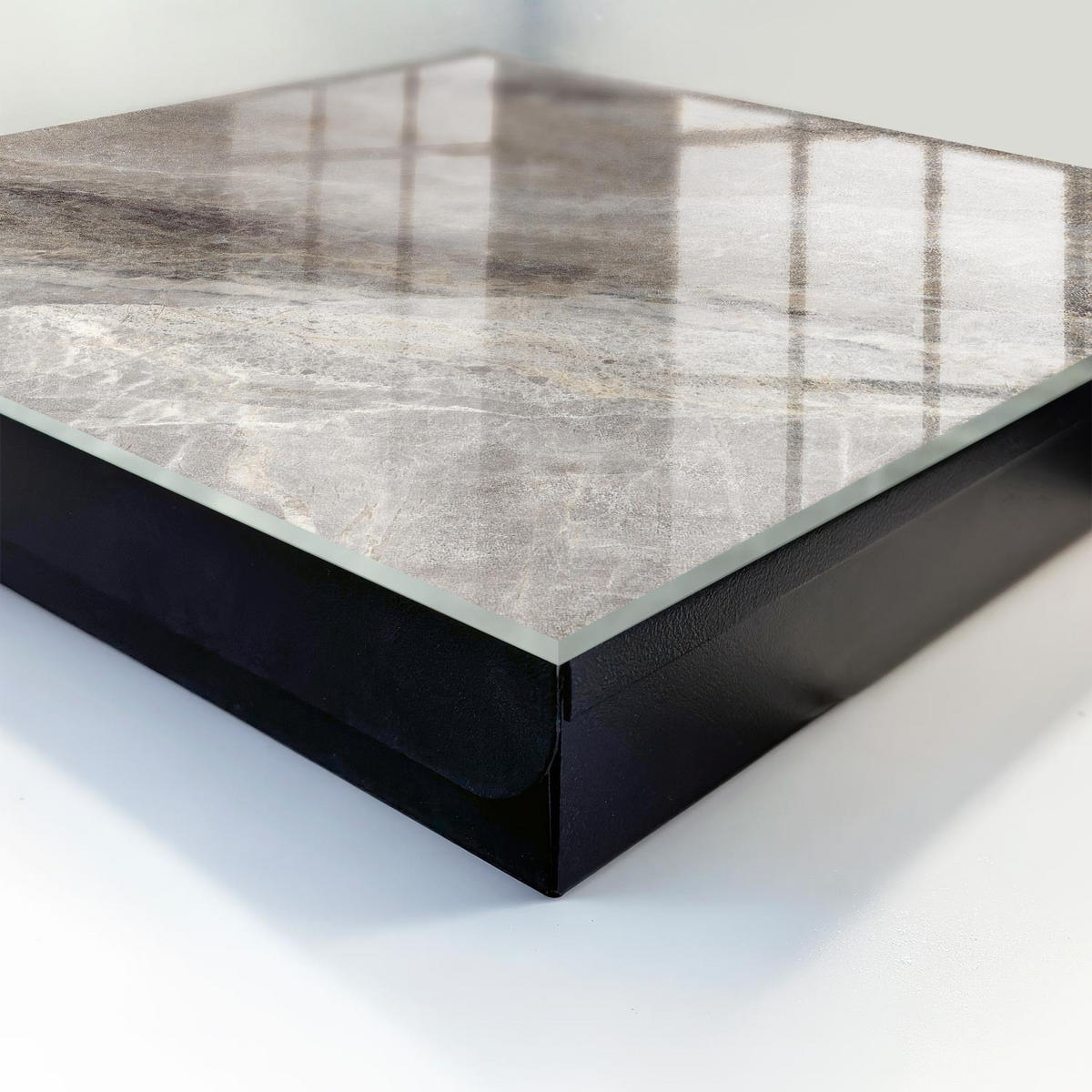 SCHLÜSSELBOX Schwarz 30x30 cm- Türöffnung nach rechts - Steintextur - Grau, Metall (30/30/5cm) - TULUP